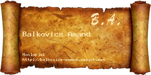 Balkovics Amand névjegykártya